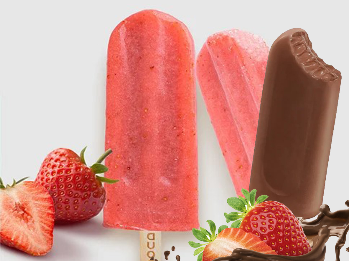 10 Picolés de Morango e Chocolate