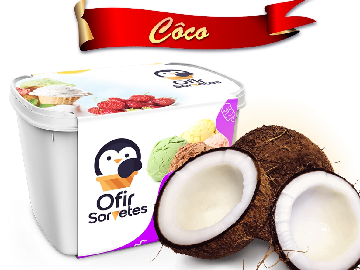 Sorvete Côco Linha Caseiros Pote 2L.